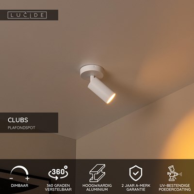 Lucide CLUBS - Plafondspot - 1xGU10 - Wit